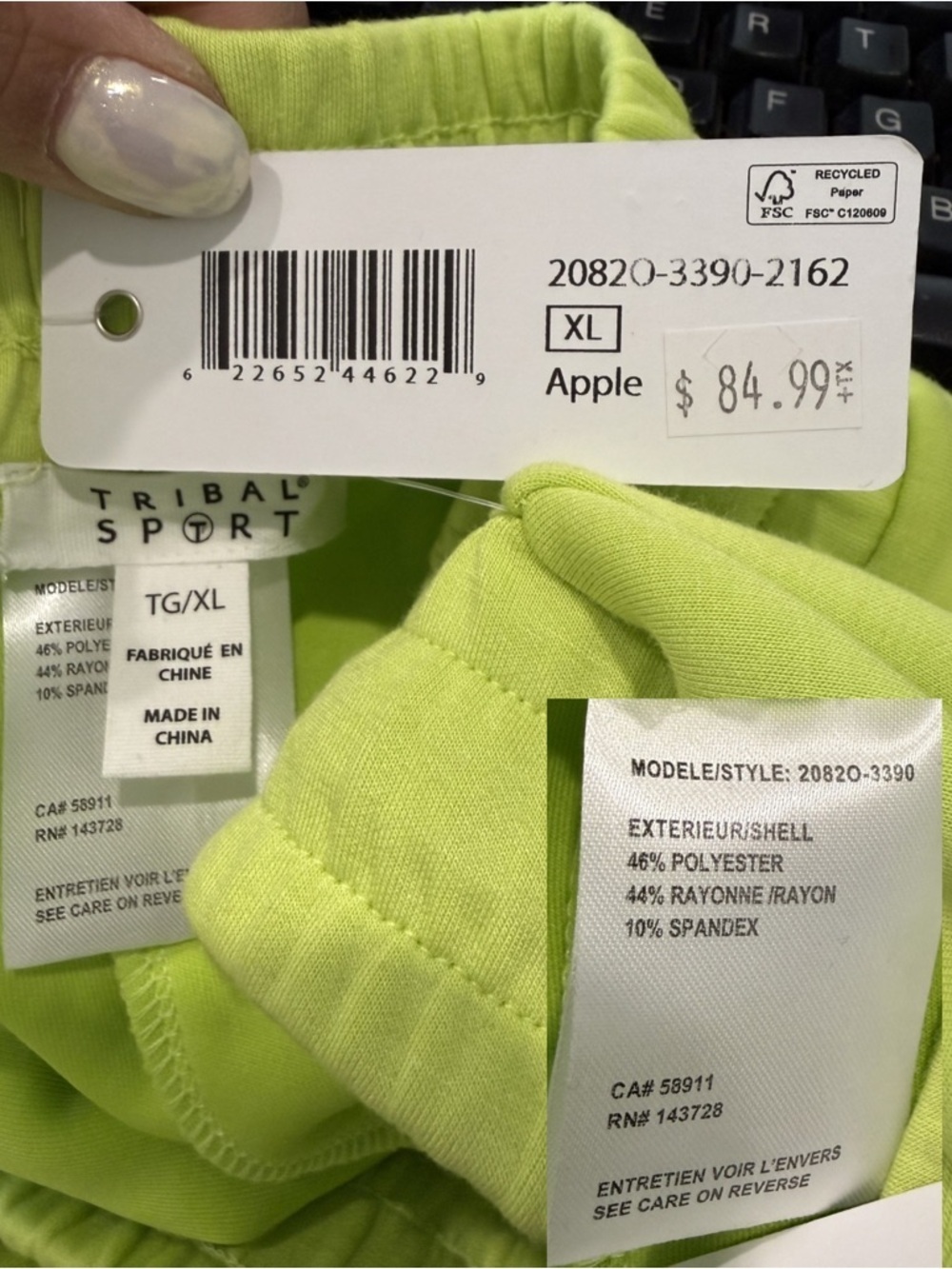 🛍️ Tribal Sport Lime Green Cargo Shorts NWT XS - Picture 6 of 6